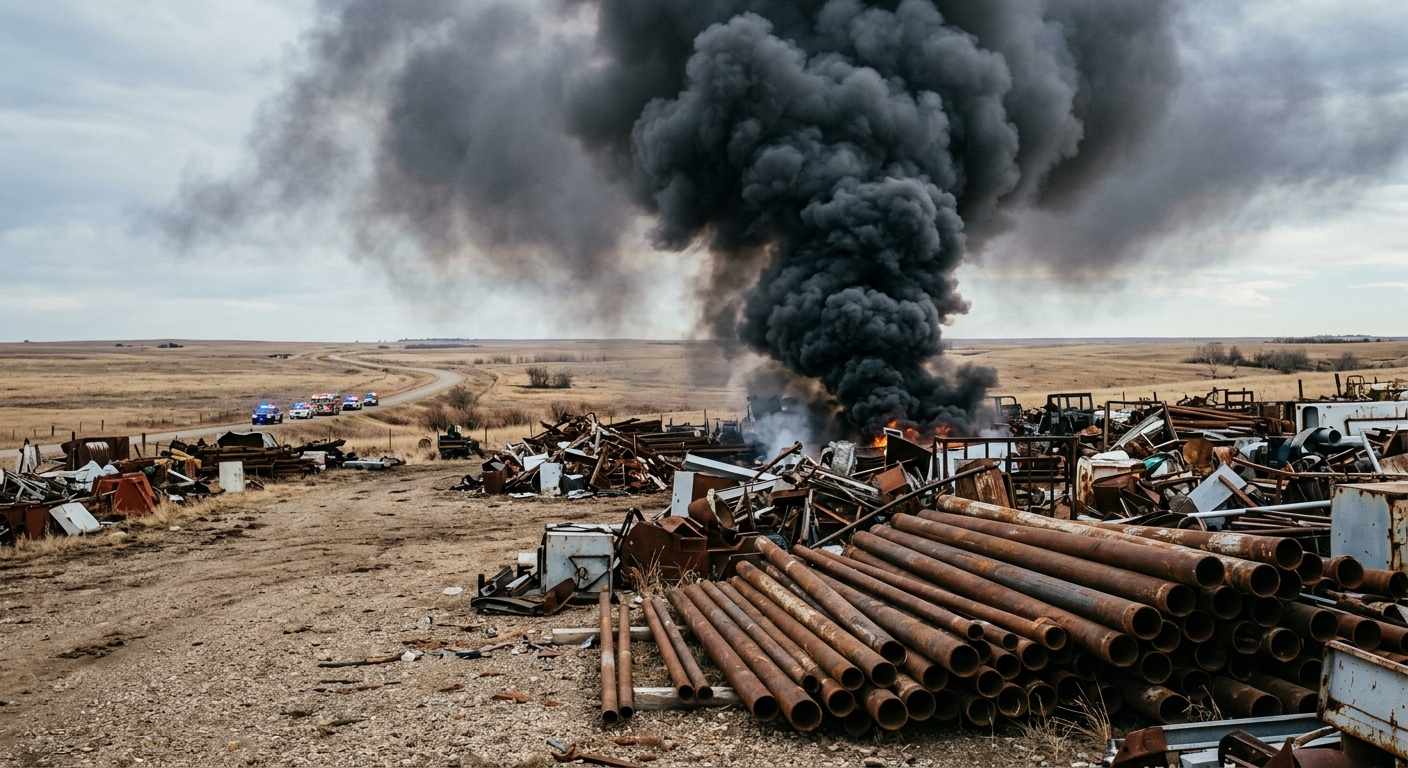 Velma Evacuation Orders Issued as Large Fire Erupts at Sanner Pipe & Salvage